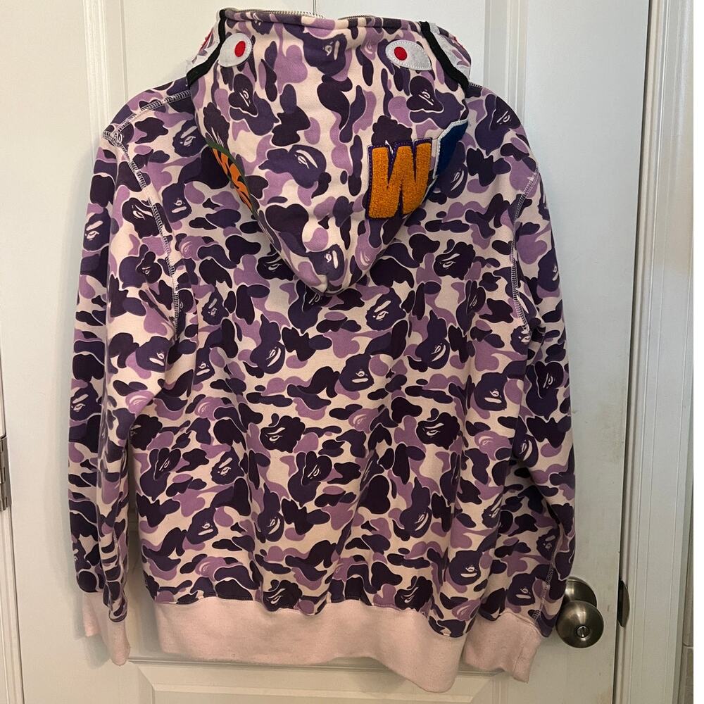 BAPE Purple Camo Shark Full Zip Hoodie XL Streetwear